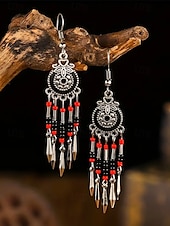 cheap Women&#039;s Earring-Bohemian Style Beaded Dangle Earrings for Women - Colorful Red and Blue, Tribal Chic, Perfect for Summer, Festivals and Casual Outfits