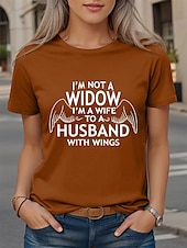 abordables T-shirt Humor &amp; Citations-Femmes T-shirt Graphique Lettre ancien Élégant Classique Manche Courte Col ras du cou Col rond Hauts Réguliers Quotidien Imprimé Noir Violet Marron Vert Été Wife Husband