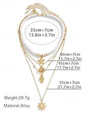 cheap Women&#039;s Necklace-Women&#039;s Boho Layered Shell and Bead Necklace Set – Beach-Style Turquoise Pendant and Gold Charms for Summer Vacations and Festivals
