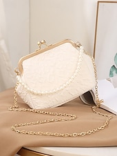 levne Psaníčka a kabelky na večer-dámská vintage kabelka s perleťovou rukojetí – elegantní saténová crossbody kabelka s texturou na svatby, večírky a formální události
