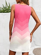 abordables Robes Rayés et Géométriques-Femmes Mini Robe Robe Décontractée Robe d&#039;Été Robe trapèze Robe à épaules dénudées Vacances Occasionnel Boho Soirée Travail Coupe ajustée A Ombre Graphique Rayure Sans manches Col en U Rose Claire Été