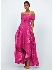 olcso Koktélruhák-A-vonalú Koktélruhák Elegáns Ruha Formális Esküvő Ankle Hossza Ujjatlan Off Shoulder Zsebes Tüll Zsebes Esküvői Vendég Ruha