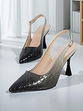 olcso Stiletto sarkú cipők-női lakkbőr slingback sarkú cipő - hegyes orrú krok textúra gradiens színű tűsarkú üzleti találkozókra