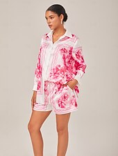 cheap Pants-Floral Printed Adjustable Drawstring Casual Shorts