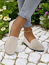 ieftine Pantofi Joși de Damă-pantofi flyknit strălucitori pentru damă, cu strasuri – pantofi eleganti pentru ținute casual și ieșiri de primăvară