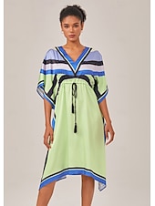 abordables Robes décontractées-robe ample à cordon coulissant en satin à motif géométrique