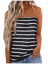 levne Grafický obchod Tank tops &amp; Camis-Dámské tílko tubetop pruhované tropické denní volnočasové bez rukávů bez ramínek běžné vrchní denní bez zad potisk černé fialové fuchsiové zelené léto