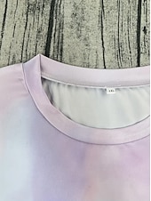 ieftine Tricou cu animale-Pentru femei Tricou Topuri de vară Fluture Gradient de culoare Clasic Casual Manșon scurt Stil Nautic Crop Tops Zilnic Sfârșit de săptămână Imprimeu Curcubeu Vară Primăvară Toamnă