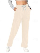 economico Pantaloni-Per donna Pantaloni in cotone e lino Moda Streetwear Comfort Lunghezza intera Misura del girovita medio Semplice Elastico in vita Comodo All&#039;aperto Confortevole Streetwear Abbigliamento quotidiano