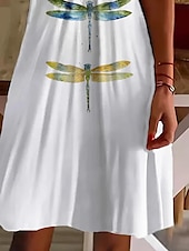 ieftine Animalele se îmbracă-Pentru femei Rochie Mini Rochie casual Rochii Tricou Rochie de Vară Rochie A line Vacanță Casual Stiluri de Plajă Fit regulat Grafic Manșon scurt În V Alb Vară