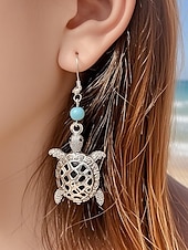 economico Orecchino da donna-Orecchini pendenti a forma di tartaruga marina da donna – orecchini pendenti in stile boho da spiaggia con accenti di perline turchesi, gioielli leggeri ispirati all&#039;oceano per le vacanze estive e gli abiti costieri