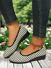 ieftine Pantofi Joși de Damă-pantofi cu pană de balet din denim pentru femei – pantofi confortabili cu vârf rotund pentru ieșiri casual, picnicuri de primăvară și plimbări în grădină