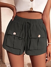 economico Pantaloni in lino e cotone semplici-Per donna Pantaloncini cargo Shorts Moda Atletico Corto Misura del girovita medio Semplice Tasca Elastico in vita Traspirante Confortevole Micro-elastico Sport &amp; Outdoor Abbigliamento quotidiano