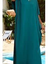 abordables Robes de plage-Femmes Maillots de Bain Vêtement couvrant Maillot de bain Tropical Tenues de plage Uni Fil en V Manches courtes Maillots de bain