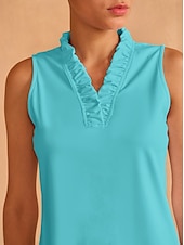 cheap Polos &amp; Quarterzips-Women&#039;s Golf Polo Shirt Baby blue Lake blue Black Sleeveless Top Ladies Golf Attire Clothes Outfits Wear Apparel