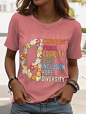 ieftine Umor &amp; Citate tricou-Pentru femei Tricou Grafic Scrisă Stilat Clasic Casual Manșon scurt Stil Nautic Topuri obișnuite Zilnic Imprimeu Negru Alb Roz Îmbujorat Albastru piscină Mov Vară PEACE