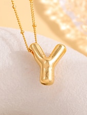 abordables Collier pour femme-Collier pendentif lettre bulle plaqué or – bijou personnalisé avec initiales de 26 lettres de l&#039;alphabet pour femmes et filles – style minimaliste tendance pour anniversaire, remise de diplôme ou usage quotidien