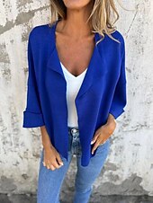 abordables Boutique Graphique Sweatshirts &amp; Hoodies-Femmes Grande taille Hauts d&#039;été Couleur Unie Occasionnel manche longue Col de chemise Hauts Réguliers Sortir Week-end Noir Jaune Vert Véronèse Rouge Bleu Été