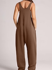 economico tute formali-tuta salopette normale da donna streetwear tinta unita senza maniche scollo a V tasche per uscire fine settimana vestibilità regolare nero verde chiaro rosa estate