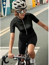 abordables Maillots pour femmes-Femmes Maillot de cyclisme Couleur Unie Graphique Manche Courte Cyclisme Maillot Top avec 3 poches arrière Écran solaire Résistant aux UV Séchage Rapide Bandes réfléchissantes Des sports Vert forêt