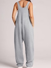 economico tute formali-tuta salopette normale da donna streetwear tinta unita senza maniche scollo a V tasche per uscire fine settimana vestibilità regolare nero verde chiaro rosa estate