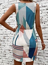preiswerte Druck Blumen Kleider-Damen Minikleid Trägerkleid Sommerkleid Boho-Kleid Mode Modern Täglich Strand Wochenende Normale Passform Grafik Ärmellos Rundhalsausschnitt Weiß Sommer