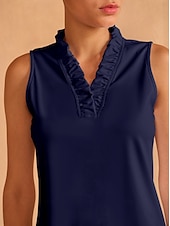 cheap Polos &amp; Quarterzips-Women&#039;s Golf Polo Shirt Baby blue Lake blue Black Sleeveless Top Ladies Golf Attire Clothes Outfits Wear Apparel