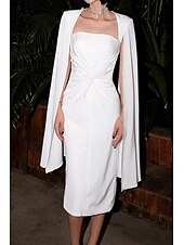 levne Koktejlové šaty-Kapsové šaty sheath/sloupce koktejlové šaty elegantní šaty semi-formální svatba čajová délka bez rukávů čtvercový výstřih elastické crepe s twistem