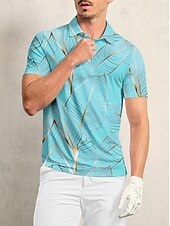 tanie Pánské golfové oblečení-Męskie Koszulka polo Niebieski Krótki rękaw Top Strój golfowy Ubrania Stroje Noś odzież