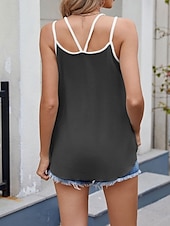 billige Enkel tank topp-Dame Camisole Tank Top Helfarge Daglig Fritid Ermeløs Med stropper Vanlige topper Daglig Svart Hvit Rosa Grønn Sommer