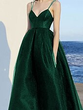levne Plesové šaty-A-line quinceanera šaty elegantní šaty svatba svatební hosté dlouhé do podlahy bez rukávu výstřih do V polyesterový s plisováním