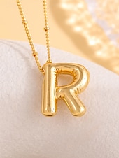 abordables Collier pour femme-Collier pendentif lettre bulle plaqué or – bijou personnalisé avec initiales de 26 lettres de l&#039;alphabet pour femmes et filles – style minimaliste tendance pour anniversaire, remise de diplôme ou usage quotidien