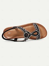olcso Nyári szandálok-női kék strassz t-pántos lapos szandál – boho drágakőből készült felbújós nyári cipő strandra és hétköznapi viseletre