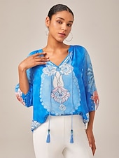economico Bluse e camicie-pullover con stampa in stile vacanza