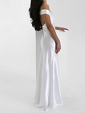 cheap Prom Dresses-Yellow Dress Mermaid / Trumpet Party Dresses Elegant Dress Wedding Wedding Guest Floor Length Sleeveless Off Shoulder Backless with Ruched 2025