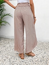 billiga breda ben och hög midja-Kvinnors vida chinos baggy byxor semester mode full längd hög midja blommig elastisk midja tryck komfort utomhus mikro-elastisk semester gata avslappnad svart vit rosa khaki sommar vår