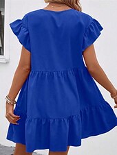 preiswerte Einfaches Kleid-Damen Minikleid Freizeitkleid Sommerkleid Elegant Mode Outdoor Ferien Date Normale Passform Einfach Kurzarm Rundhalsausschnitt Schwarz Blau Rosenrot Sommer Frühling