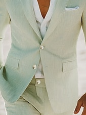 abordables Costumes décontractés-Pour des hommes Mariage à la plage Costumes Champagne Bleu Ciel Léger Rayé Coupe Standard 2 pièces Simple Boutonnage Deux Boutons