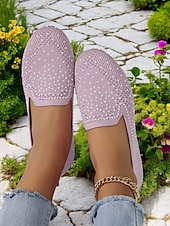 ieftine Pantofi Joși de Damă-pantofi flyknit strălucitori pentru damă, cu strasuri – pantofi eleganti pentru ținute casual și ieșiri de primăvară