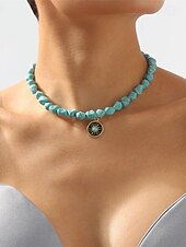 billiga Halsband och hängen-1st Halsband For Dam Sten Blå Gata Dagligen Legering Retro Orm Sol