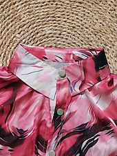 baratos Tops de Arte e Design Femininos-Mulheres Camisa Social Gráfico Cores Gradiente à moda Casual Manga Longa Colarinho de Camisa Tops regulares Diário Botões Imprimir Rosa Azul Roxo Verão Primavera