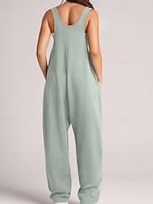 economico tute formali-tuta salopette normale da donna streetwear tinta unita senza maniche scollo a V tasche per uscire fine settimana vestibilità regolare nero verde chiaro rosa estate