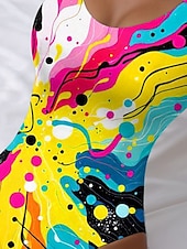 abordables Maillots de bain une pièce-Maillots de bain femme Maillot de bain une pièce Vêtement de plage Été Graphique Géométrique Col en U Sans manches Maillots de bain