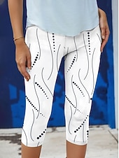 economico Arte &amp; Design Stampa-Woman's Leggings Capri Pantaloni Alta Elasticità Vacanza Moda Vintage Lunghezza Polpaccio Alta Vita Stampa Grafica Pois Termico Caldo Traspirante Morbido Elastico Outdoor Strada Quotidiano Bianco