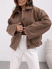 billige Kåper og trenchcoats-Dame Frakk Blazer Hold Varm Bekvem Knapper Elegant Mote Utendørs عادي Ut på byen Fritid / hverdag Helg Enkeltkneppet Normal Knaphul Normal Langermet Yttertøy Svart Aprikos kaffe Vår Høst