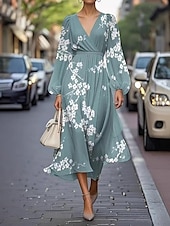 economico Abito Floreale-Per donna Abito maxi Abito Pieghettato Abito aderente Abito aderente e svasato Compleanno Casual Formale Ufficio Data Vestibilità regolare Floreale Grafico Senza Maniche Scollo a V blu navy Champagne