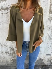 abordables Boutique Graphique Sweatshirts &amp; Hoodies-Femmes Grande taille Hauts d&#039;été Couleur Unie Occasionnel manche longue Col de chemise Hauts Réguliers Sortir Week-end Noir Jaune Vert Véronèse Rouge Bleu Été