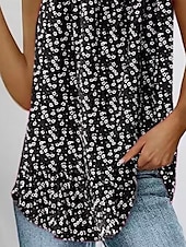 economico Canotta Floreale-Per donna Canotta a canotta Floreale Quotidiano Casual Senza Maniche Spallina Top Regolari Quotidiano Stampato Nero Blu Fucsia Verde Estate