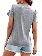 abordables T-shirt floral-Femmes T-shirt Fleuri Graphique Plantes ancien Élégant Classique Manche Courte Col en V Hauts Réguliers Quotidien Week-end Imprimé Noir Gris Été Printemps