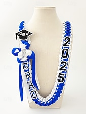 abordables Bufandas de mujer-Corona de graduación de la clase de 2025: collar de cinta trenzada con letras de graduación y dije de sombrero, regalo de recuerdo hecho a mano para la ceremonia de graduación de la escuela secundaria y la universidad.